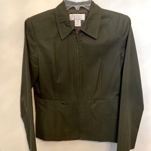Moss green jacket, fully lined, size 4 jacket.